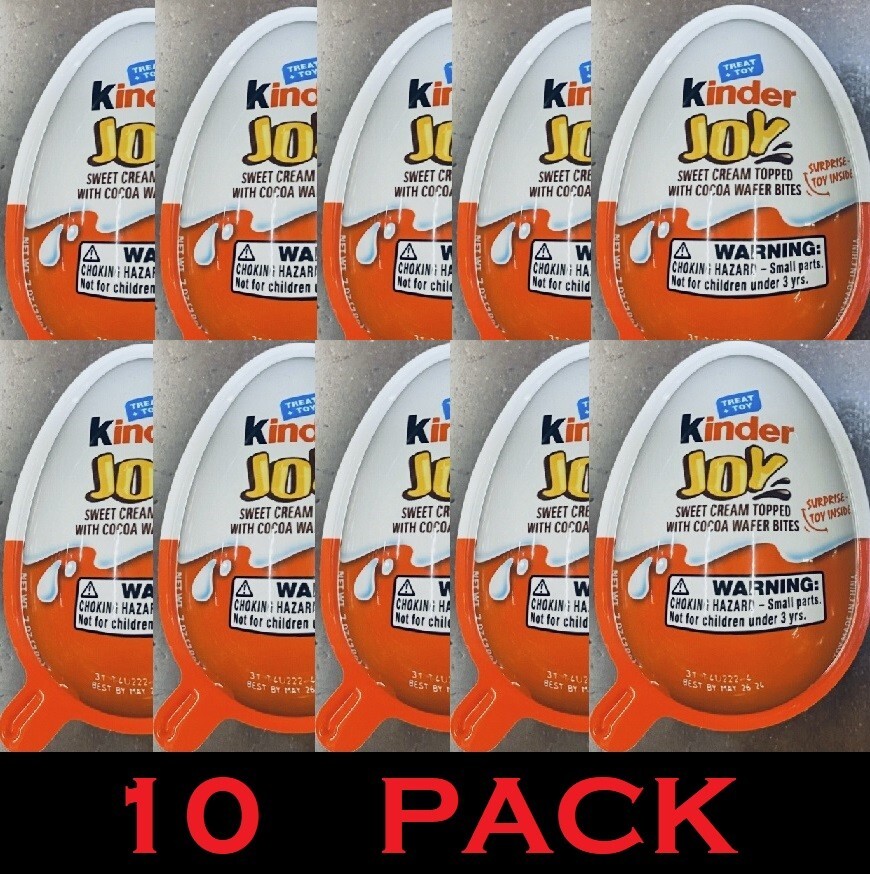 10x KINDER JOY Treat + Toy Sweet Cream Topped With Cocoa Wafer
