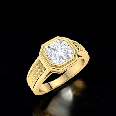 Anello Trilogy Da Uomo In Oro Giallo 18 Karati Con Diamanti - Italia Anni '60 - Vendita Gioielli D'epoca | Passione Antiqua - Foto 3