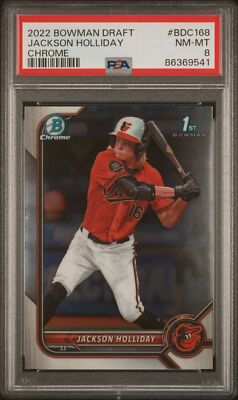 PSA 8 JACKSON HOLLIDAY 1st 2022 Bowman Chrome Draft ORIOLES Rookie 