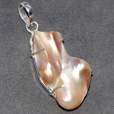 Ciondolo Biwa Perla Argento 925 Placcato 2" Abbigliamento Festa Gioielli Più Belli GW