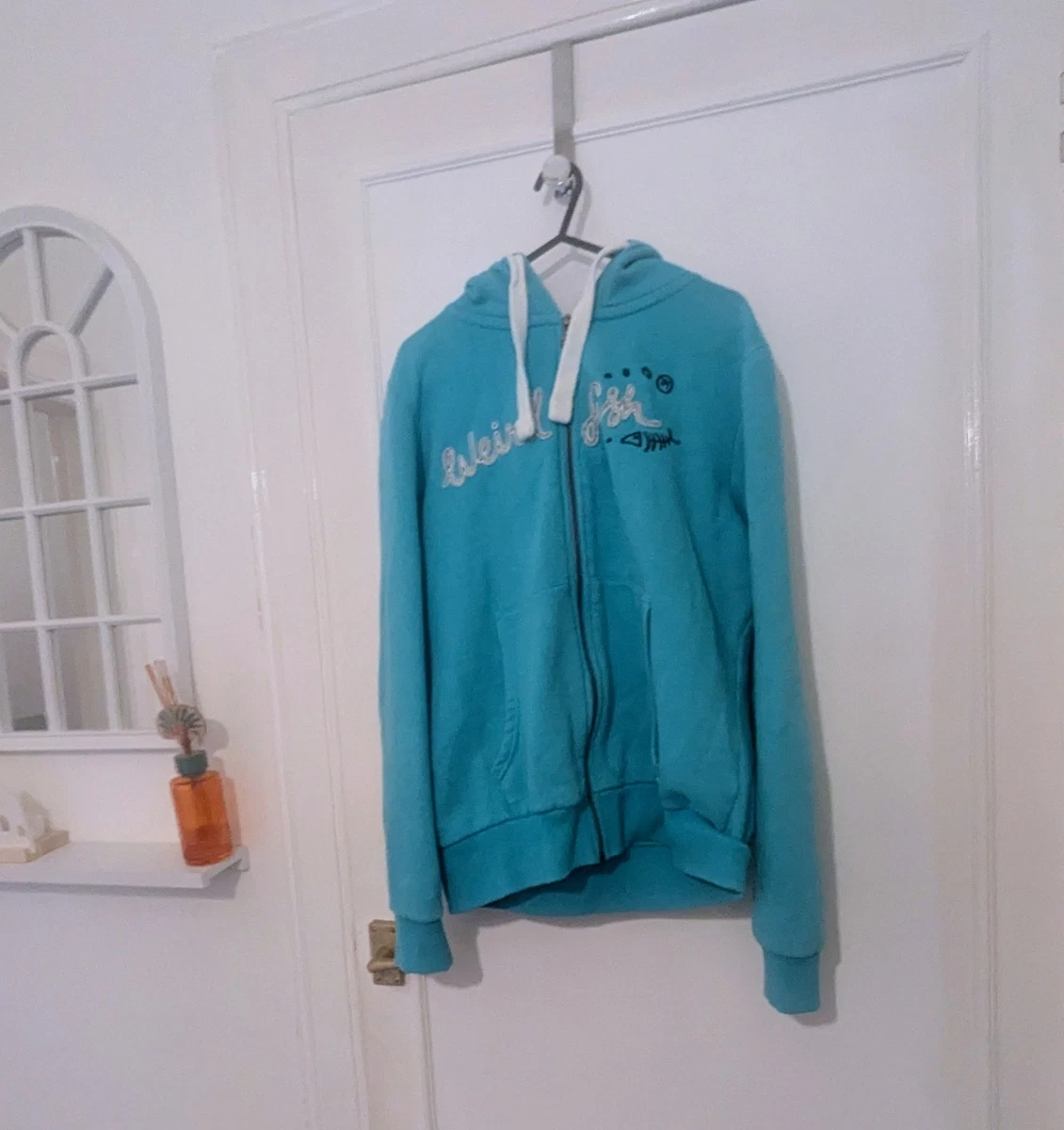 Sweat à Capuche Femme Weird Fish – Bleu Moyen à Fleurs – Taille M (UK 14) – Coton