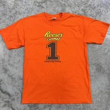 Reese's with Caramel Shirt Mens Large Orange Promo Candy Tee Gildan Ultra Cotton