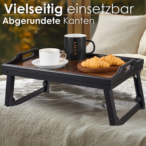 Klappbares Bambus Tablett höhenverstellbar für Bett und Sofa Frühstückstisch - Bild 3 von 8