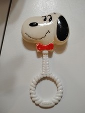 Snoopy Baby Rattle Vintage Toy Peanuts White Plastic