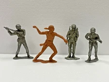 Vintage Marx Lot of 6" Plastic Figures Native American Military Toy Soldiers