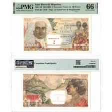 Saint Pierre & Miquelon ND (1963) 2 New Francs / 100 Francs P #32 - PMG Gem UNC-