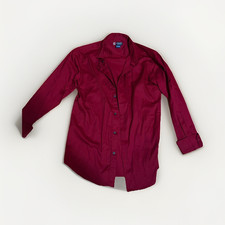 Chaps Men's Red Solid Dress Shirt L 16 34/35 Wrinkle Resistant Cotton Blend