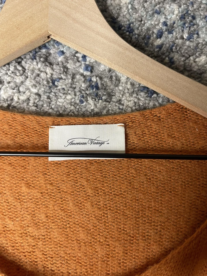 Suéter Americano Vintage Para Mujer M/L Naranja Óxido De Gran Tamaño Tejido Hombro Caído Foto 4 de 4