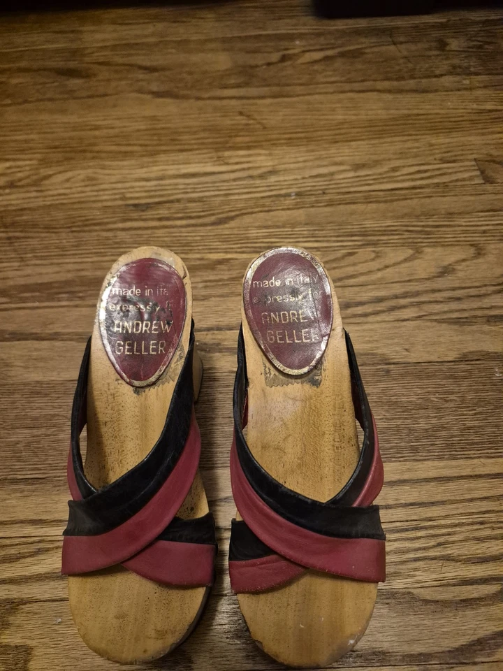 Andwer Geller Womens Wood Sandals Hand Made In Italy Size 6 - Image 2 of 4