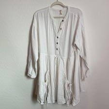 Free People So Serene Mini Dress Large Cotton Boho Flowy Coastal Vacation