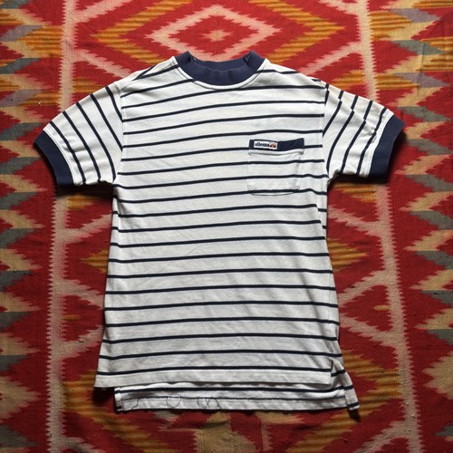Ellesse, Ellesse Striped Pocket Men's T-Shirt Navy White Size S Vintage 80s Hong Kong