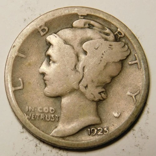 1925 S Mercury Dime G - VG   "Actual Coin Pictured - Not Cleaned"