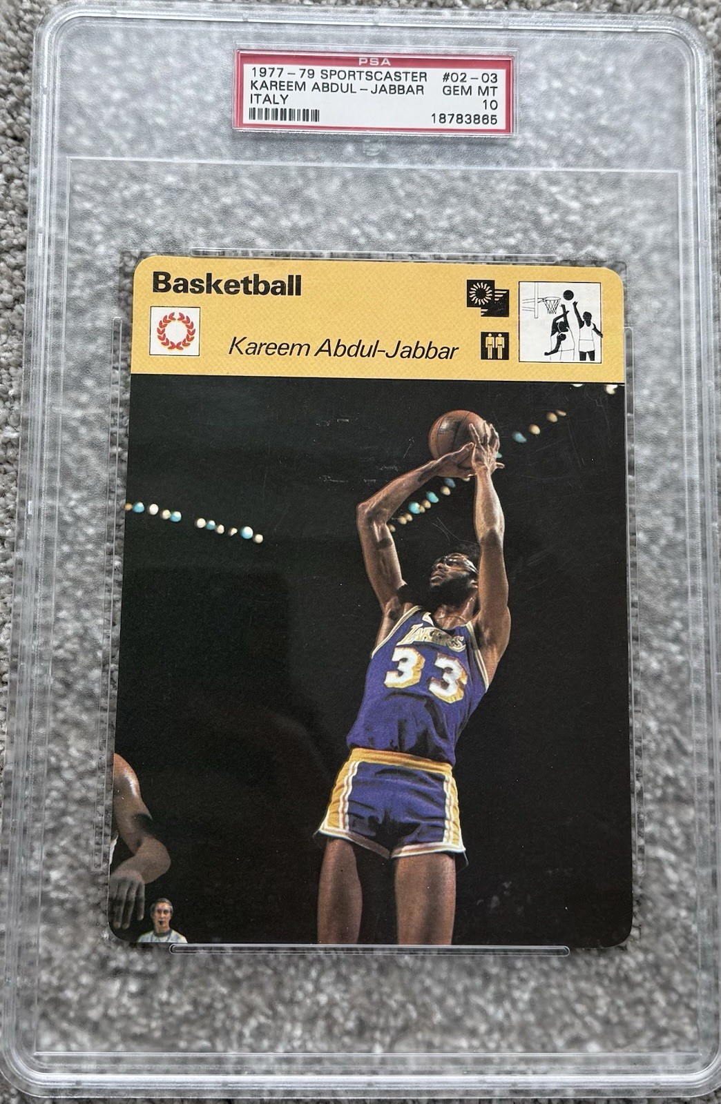 1977-79 Sportscaster Kareem Abdul-Jabbar Italy #02-03 Lakers PSA 10 GEM MINT