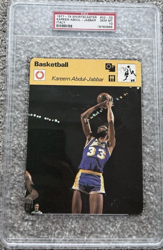 1977-79 Sportscaster Kareem Abdul-Jabbar Italy #02-03 Lakers PSA 10 GEM MINT
