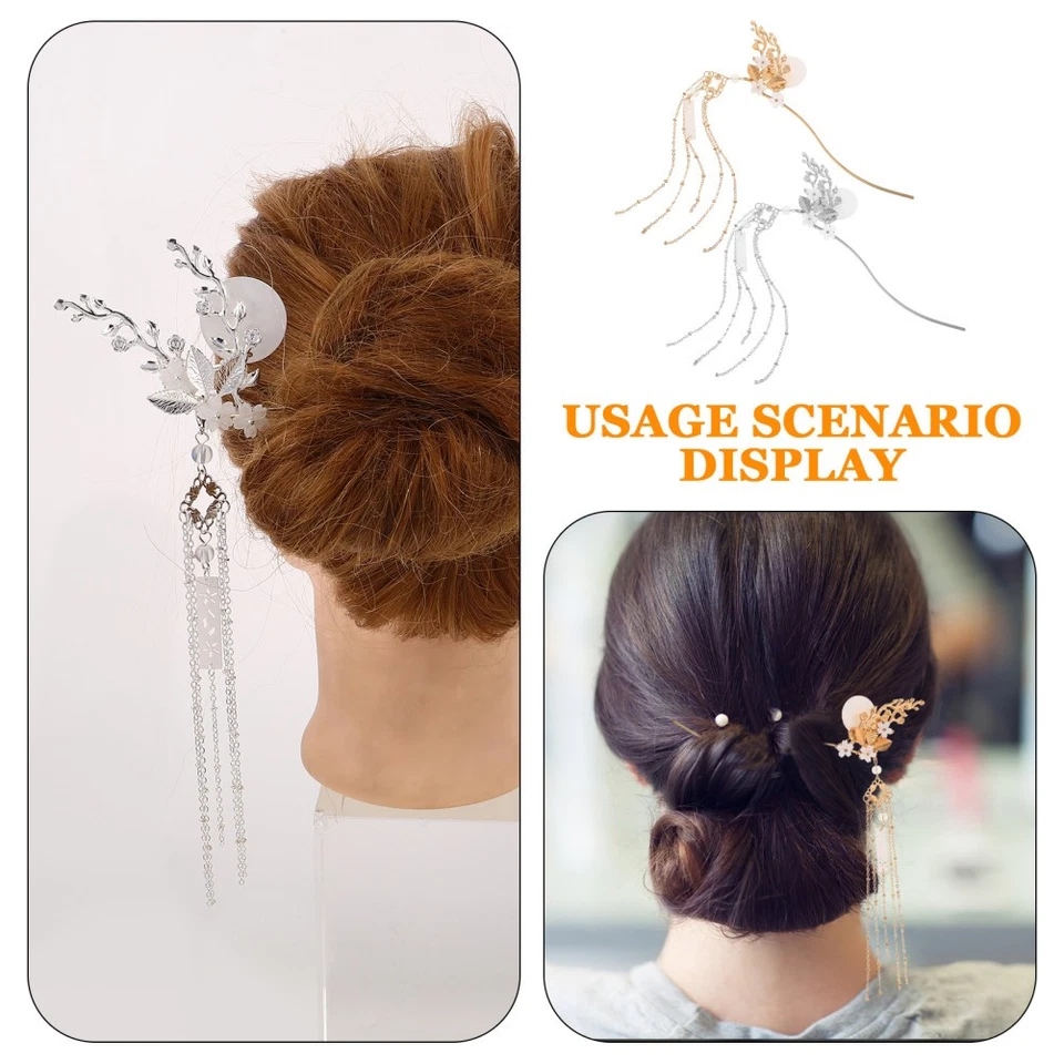 2 Pcs Épingle À Cheveux Vintage Épingles Rétro Chinois Chinoise Traditionnelle - Photo 3/4