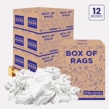White Knit T-Shirt Cleaning Cloth Rags in Bulk - 600 lbs. Pallet 12x50 LB. Boxes