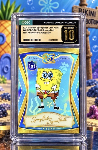 SpongeBob SquarePants 2025 RARE GOLD HOLO REFRACTOR SSP /25 CGC 10 POP 1 GEM