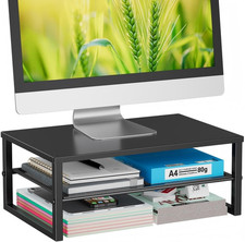 2-Tier Computer Monitor Stand Riser, Desk Organizer for Monitor, Black