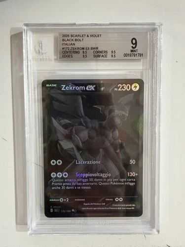 Pokemon Card Zekrom Ex 172/086 Black Light ITA Italian BGS 9 9.5 10 Graded PSA