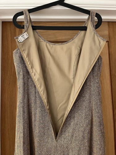 Vintage Valentino MissV Gold / Brown Dress, Size 10, Made In Italy. 1980s - Picture 4 of 5