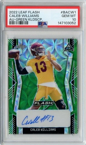 2022 Flash Caleb Williams GREEN KALEIDOSCOPE Rookie RC Auto #'D 5/5 PSA 10 POP 1