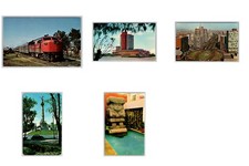 Lot of 5 Vintage Mexico City Postcards Unidos Del Sureste Train Locomotive Moon
