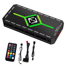1 to 9 Ports 3 in 1 5V 3 Pin ARGB Controller Cooling Fan Hub with Remote 4 Pin P