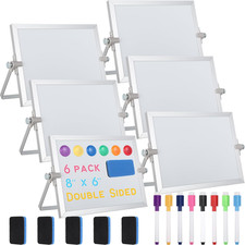 Mini Double-Sided Dry Erase Boards with Stand - 6 Pack for Home  Office