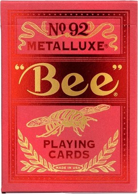Bee Metalluxe Premium Playing Cards Red Foil Diamond Back Poker Size Deck