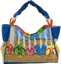 Sun 'N' Sand Coastal Flip Flop Tote by Paul Brent, 19" L x 13" H x 4" W