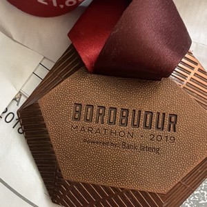 Borobudur Marathon 2019 Finisher Medal 31.097 KM Bronze Metal Satin Ribbon