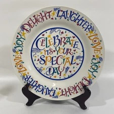 Celebrate It’s Your Special Day 10.5” Dinner Plate Abbey Press Pink Blue Yellow
