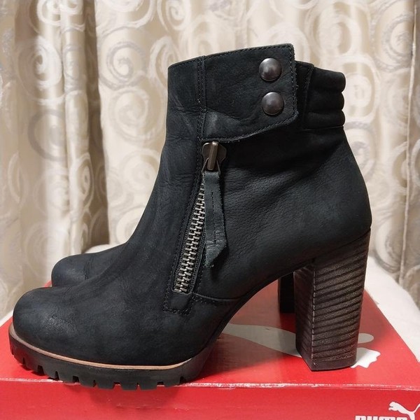 Women Paul Green Boots Black Leather 36.5 #C44T