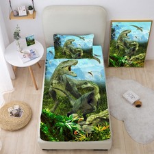 Dinosaurs Bed Sheets Twin for Boys,3D Realistic Dinosaur Green Fitted Sheets ...