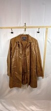 Vintage Selene Sport Faux Crocodile Leather Jacket Duster Pants Set Brown 14