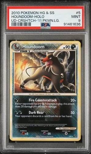 2010 POKEMON HEARTGOLD & SOULSILVER UNDAUNTED #5 HOUNDOOM-HOLO PSA 9