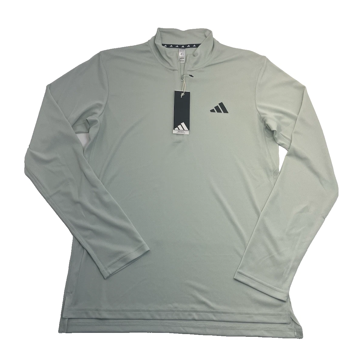 NWT ADIDAS Men's Small Aero Ready TR-ES 1/4 Zip Shirt Linen Green w/Black Logo