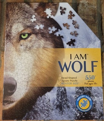 I AM WOLF Head Shaped Puzzle Madd Capp WOLF 550 Piece Shaped Puzzle New, 10+