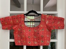 Deep Peach Pink Readymade Banarasi Patola Choli Blouse For Saree And Lehenga