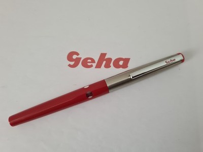 GEHA 711 ''F'' red fountain pen school fountain pen right-handed fountain pen 1982-1985