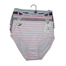 Laura Ashley Womens 5-Pack Medium Panties Briefs Cotton Blend Tag-Free Striped