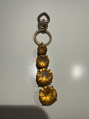 RARE! Juicy Couture Y2k Vintage Gold Tone Yellow Large Jewel Bling Keychain