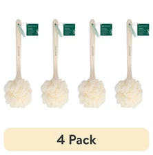 (4 pack) EcoTools EcoPouf Bath Brush, Loofah & Handle, Recycled Mesh Netting