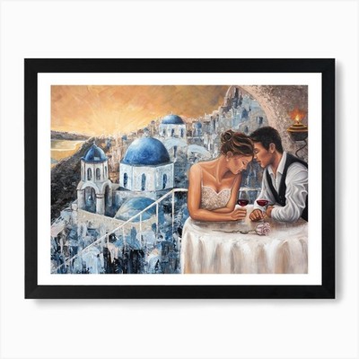 Heaven On Earth, Santorini Art Prin Framed Wall Art Poster Canvas Print Picture