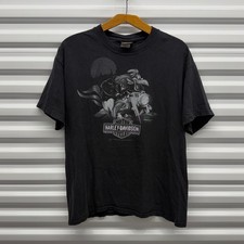 Vintage Harley Davidson Looney Tunes Wisconsin Black Mens Large Shirt