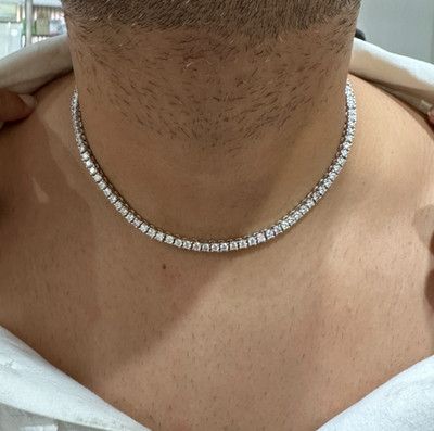 20Ct Moissanite Tennis Necklace 925 Sterling Silver Unique gift for him or her