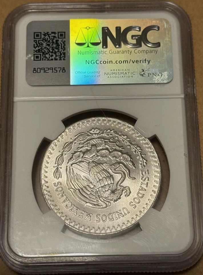 :1983-Mo 1-ONCE MEXICO LIBERTAD WINGED VICTORY NGC MS68 RARE R5 HIGHEST GRADES - Image 2 of 4