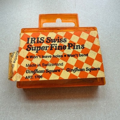 Vintage IRIS Swiss Super Fine Pins Art 1706 Gingham Square Made in Switzerland