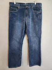 Flypaper Denim Mens Straight Jeans  Embroidered Pockets 36x30 Worn 1 X