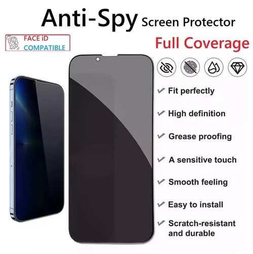 Full Privacy Tempered Glass Screen Protector For iPhone 16 15 14 13 Pro Max 12 - Picture 8 of 12